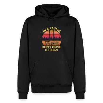 Warnung Bäume bewegen sich nicht ich habe versucht - Männer Premium Bio Hoodie - Schwarz - Vorne - Nico (187cm)