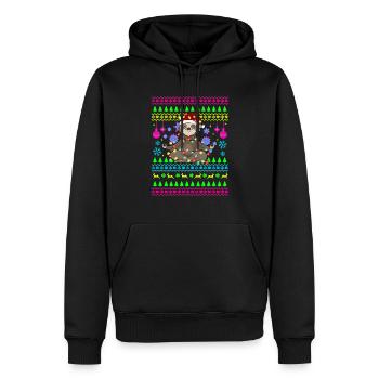 Drôle de tenue de Noël Paresseux de Noël moche - Sweat à capuche Premium bio Homme - noir - Devant - Nico (187cm)