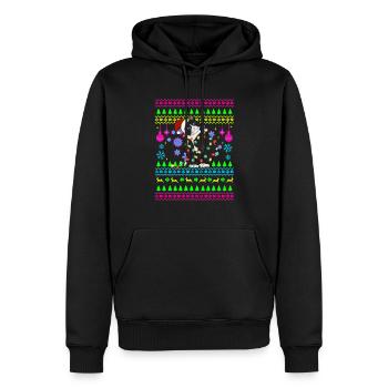 Funny Christmas Outfit Ugly Christmas Cat - Men’s Premium Organic Hoodie - black - Front - Nico (187cm)