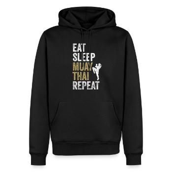 Eat Sleep Muay Thai Boxing Tee Vintage Muay Thai - Sweat à capuche Premium bio Homme - noir - Devant - Nico (187cm)