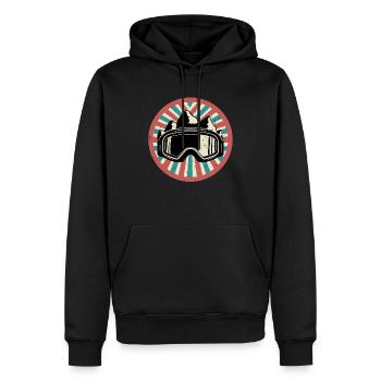 Ski goggles with mountains and vintage background - Men’s Premium Organic Hoodie - black - Front - Nico (187cm)