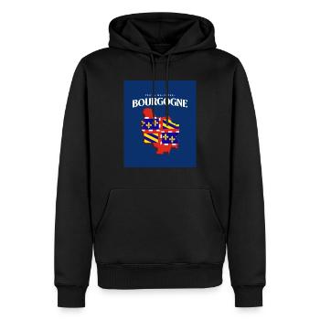 Fier de mes Racines Bourgogne Bleu - Sweat à capuche Premium bio Homme - noir - Devant - Nico (187cm)