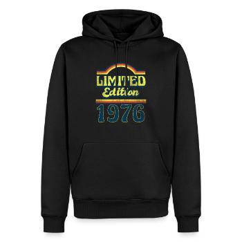 Edition Limitée 1976 Millésime - Sweat à capuche Premium bio Homme - noir - Devant - Nico (187cm)