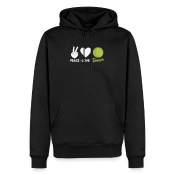Peace Love Tennis Spruch Witziger Sportspieler - Männer Premium Bio Hoodie - Schwarz - Vorne - Nico (187cm)