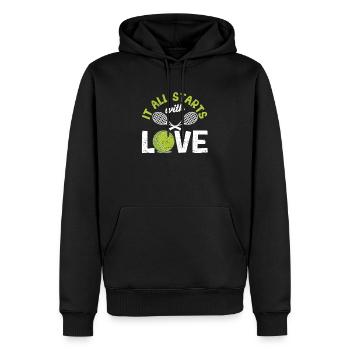 It all starts with love Tennis Fun sport - Men’s Premium Organic Hoodie - black - Front - Nico (187cm)