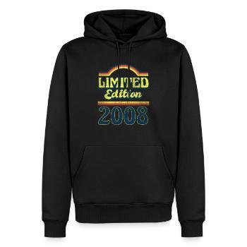 Edition Limitée Millésime 2008 - Sweat à capuche Premium bio Homme - noir - Devant - Nico (187cm)