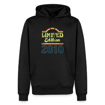 Edition Limitée Millésime 2010 - Sweat à capuche Premium bio Homme - noir - Devant - Nico (187cm)