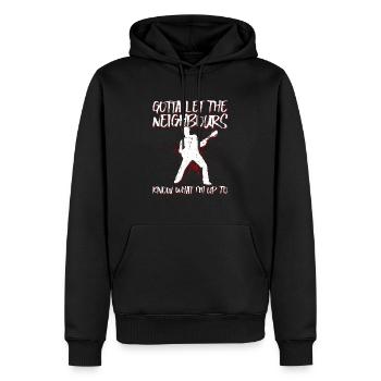 Guitare électrique, Guitariste, Guitariste, Rock, Drôle - Sweat à capuche Premium bio Homme - noir - Devant - Nico (187cm)