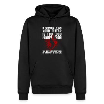 Guitariste électrique Guitariste Guitariste Rock Lustig - Sweat à capuche Premium bio Homme - noir - Devant - Nico (187cm)