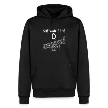 She Wants The D - Guitariste Electrique - Sweat à capuche Premium bio Homme - noir - Devant - Nico (187cm)