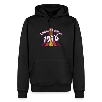 Edition Limitée 1976 Millésime - Sweat à capuche Premium bio Homme - noir - Devant - Nico (187cm)