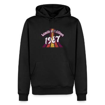 Edition Limitée Millésime 1987 - Sweat à capuche Premium bio Homme - noir - Devant - Nico (187cm)