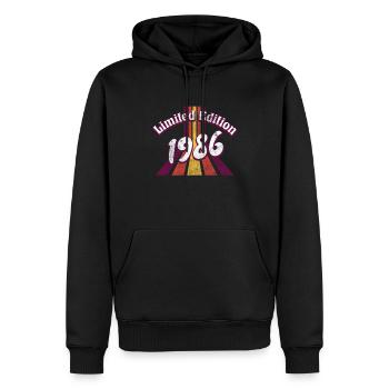 Edition Limitée Millésime 1986 - Sweat à capuche Premium bio Homme - noir - Devant - Nico (187cm)