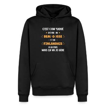 Beau gosse Finlandais - Sweat à capuche Premium bio Homme - noir - Devant - Nico (187cm)