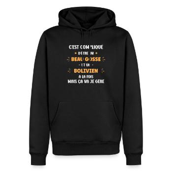 Beau gosse bolivien - Sweat à capuche Premium bio Homme - noir - Devant - Nico (187cm)