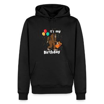 Bigfoot Party fournit C’est mon anniversaire - Sweat à capuche Premium bio Homme - noir - Devant - Nico (187cm)