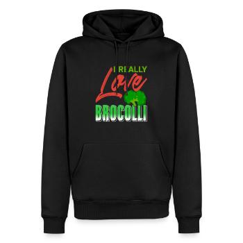 I Really Love Broccoli Retro Strong Immune System - Men’s Premium Organic Hoodie - black - Front - Nico (187cm)