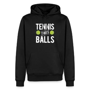 Tennis nimmt Bälle lustig Sportspieler Trainer Fan - Männer Premium Bio Hoodie - Schwarz - Vorne - Nico (187cm)
