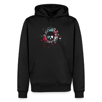 Éclaboussure de couleur de crâne d'Halloween - Sweat à capuche Premium bio Homme - noir - Devant - Nico (187cm)