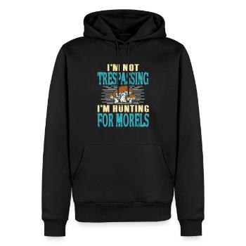 Pas d’intrusion Je chasse les morilles mycologie - Sweat à capuche Premium bio Homme - noir - Devant - Nico (187cm)
