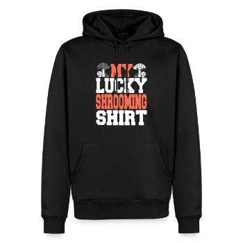 My Lucky Shrooming Shirt Retro Mushroom Hunting - Männer Premium Bio Hoodie - Schwarz - Vorne - Nico (187cm)