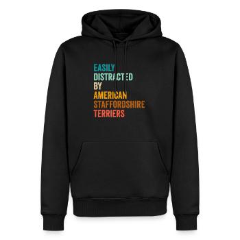 Easily Distracted By American Staffordshire - Men’s Premium Organic Hoodie - black - Front - Nico (187cm)