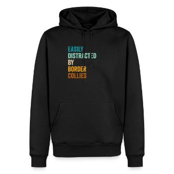 Facilement distrait par les Border Collies - Sweat à capuche Premium bio Homme - noir - Devant - Nico (187cm)