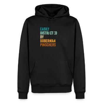 Facilement distrait par Doberman Pinschers - Sweat à capuche Premium bio Homme - noir - Devant - Nico (187cm)