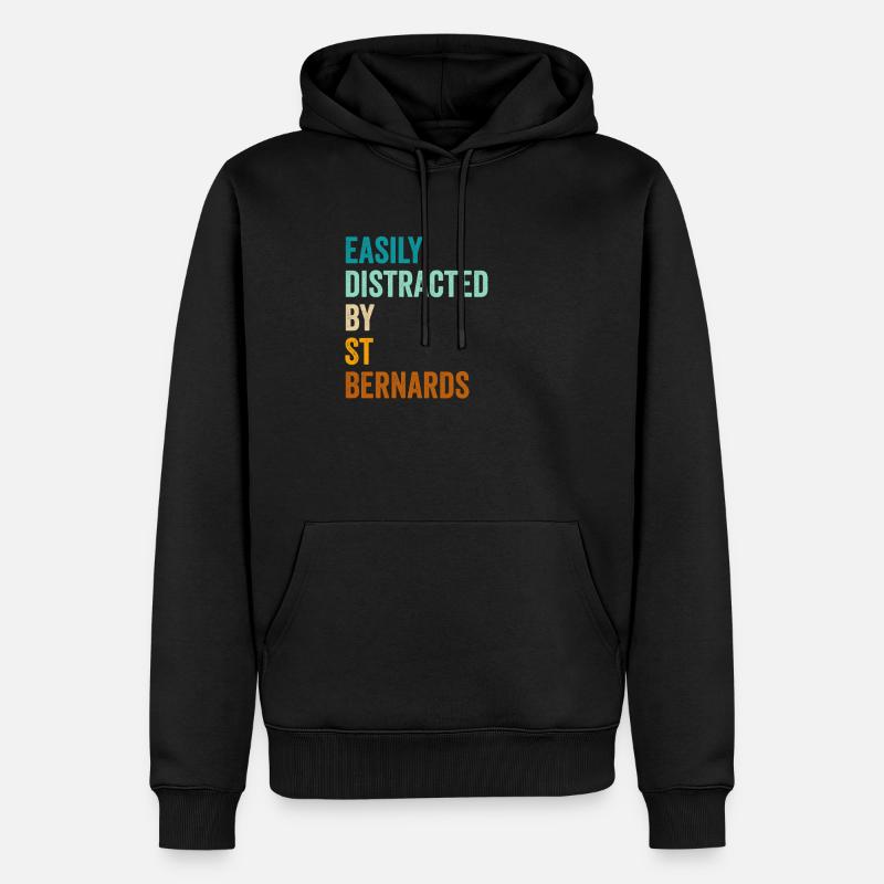 Facilement distrait par St Bernards - Sweat à capuche Premium bio Homme - noir