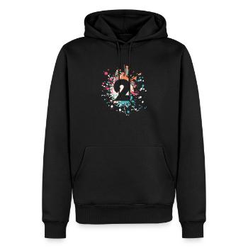 Numéro 2e couleur Splash - Sweat à capuche Premium bio Homme - noir - Devant - Nico (187cm)
