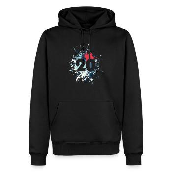 Nombre 20e couleur Splash - Sweat à capuche Premium bio Homme - noir - Devant - Nico (187cm)