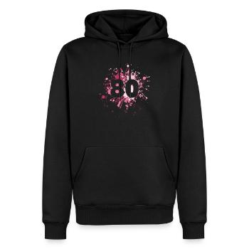 Nombre 80e éclaboussure de couleur - Sweat à capuche Premium bio Homme - noir - Devant - Nico (187cm)