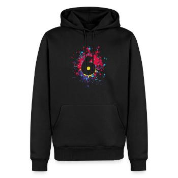 Numéro 6e couleur Splash - Sweat à capuche Premium bio Homme - noir - Devant - Nico (187cm)