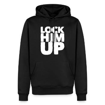 Lock him up - Männer Premium Bio Hoodie - Schwarz - Vorne - Nico (187cm)