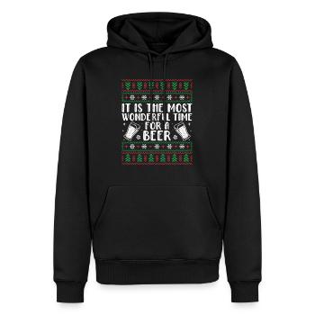 Bière de Noël Bière de Noël Verre à bière drôle - Sweat à capuche Premium bio Homme - noir - Devant - Nico (187cm)