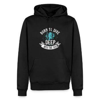 Né pour plonger profondément dans la mer - Sweat à capuche Premium bio Homme - noir - Devant - Nico (187cm)