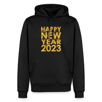 Bonne année 2023 - Hommes Femmes Partie du réveillon du Nouvel An - Sweat à capuche Premium bio Homme - noir - Devant - Nico (187cm)