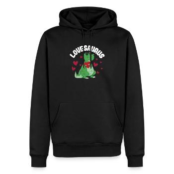 Valentinstag Dinosaurier Trex Valentinstag Liebe - Männer Premium Bio Hoodie - Schwarz - Vorne - Nico (187cm)