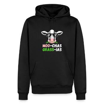 Moo chas Grass ias - Sweat à capuche Premium bio Homme - noir - Devant - Nico (187cm)