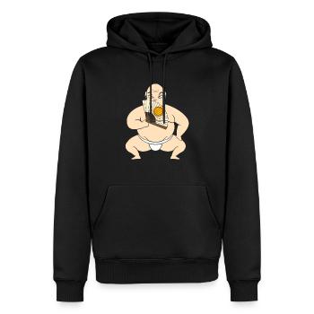 Samurai Funny Fun Naked - Männer Premium Bio Hoodie - Schwarz - Vorne - Nico (187cm)