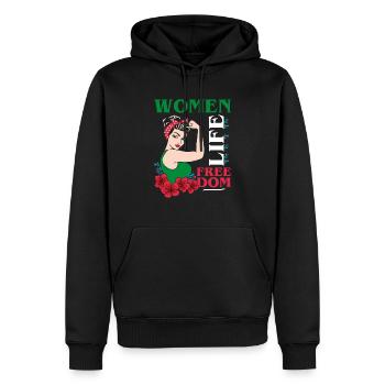 Liberté de vie des femmes - Femmes iraniennes mignonnes - Sweat à capuche Premium bio Homme - noir - Devant - Nico (187cm)