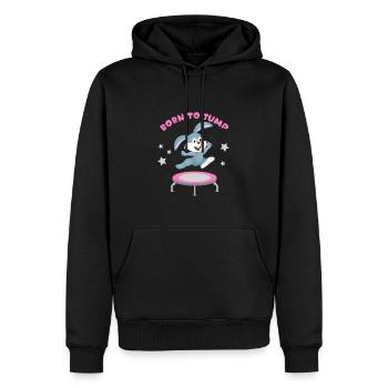 Lustiges und Süßes Trampolin Design mit Hase für - Männer Premium Bio Hoodie - Schwarz - Vorne - Nico (187cm)