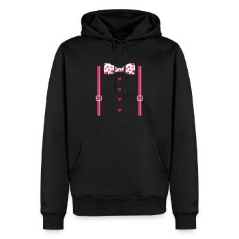 Bretelles de Saint-Valentin et nœud papillon - Sweat à capuche Premium bio Homme - noir - Devant - Nico (187cm)