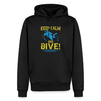 Restez calme et plongez! - Sweat à capuche Premium bio Homme - noir - Devant - Nico (187cm)