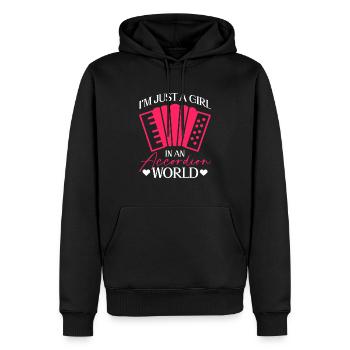 Je ne suis qu’une fille dans un monde d’accordéon - Akkordeon - Sweat à capuche Premium bio Homme - noir - Devant - Nico (187cm)