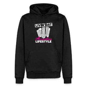 Livin' Dat Accordion Lifestyle Akkordeon - Männer Premium Bio Hoodie - Schwarz - Vorne - Nico (187cm)