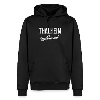Thalheim mei Haamit - Männer Premium Bio Hoodie - Schwarz - Vorne - Nico (187cm)