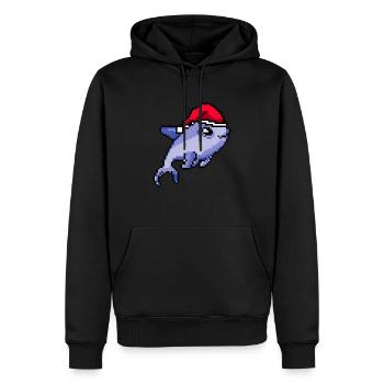 Noël pixélisé dauphin - Drôle - Sweat à capuche Premium bio Homme - noir - Devant - Nico (187cm)
