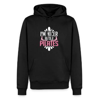 Je suis plus agréable après l’exercice de fitness Pilates - Sweat à capuche Premium bio Homme - noir - Devant - Nico (187cm)