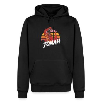 JONAH - Beautiful boy name with T-REX Dino - Men’s Premium Organic Hoodie - black - Front - Nico (187cm)